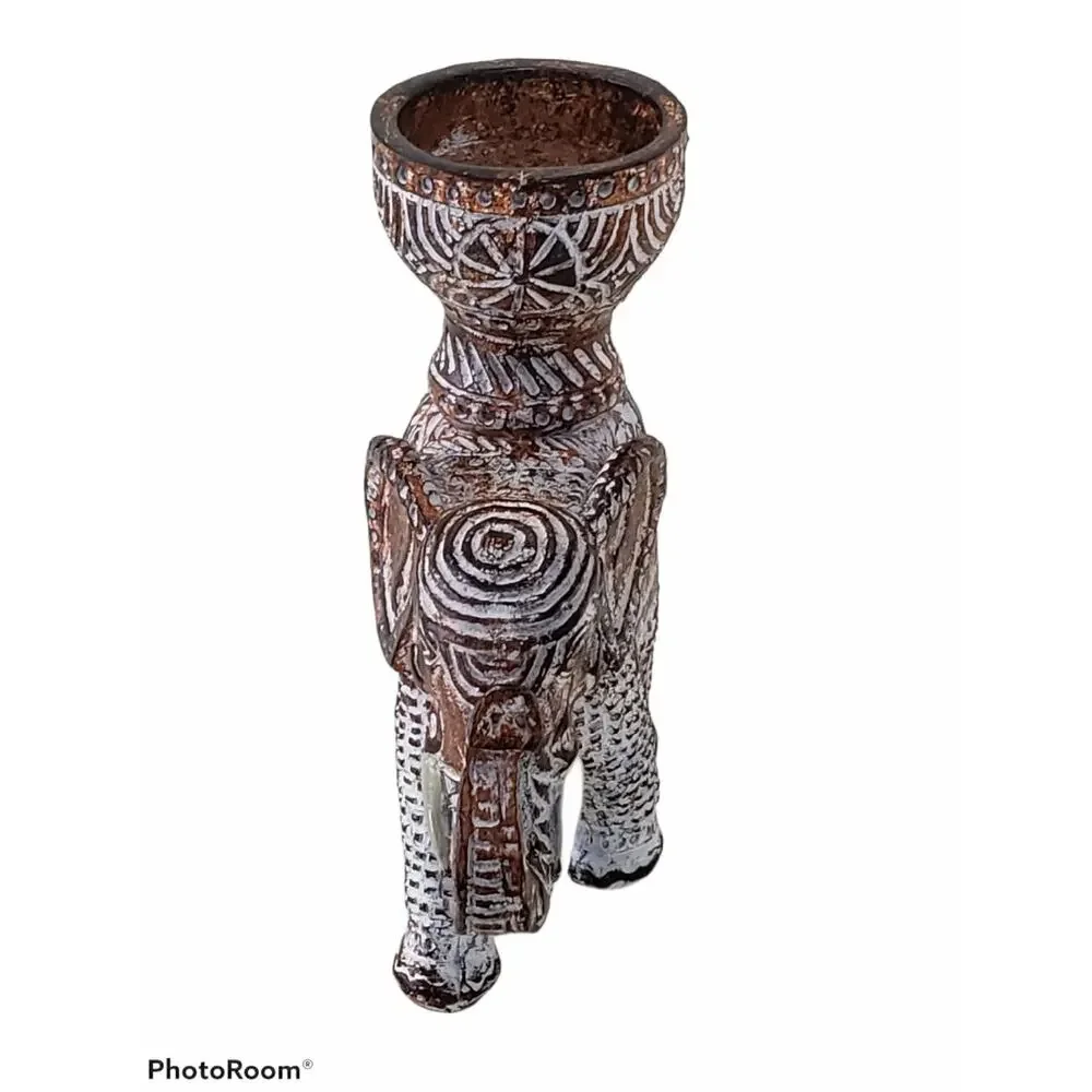 Unique Elephant Wood Tea Light Holder